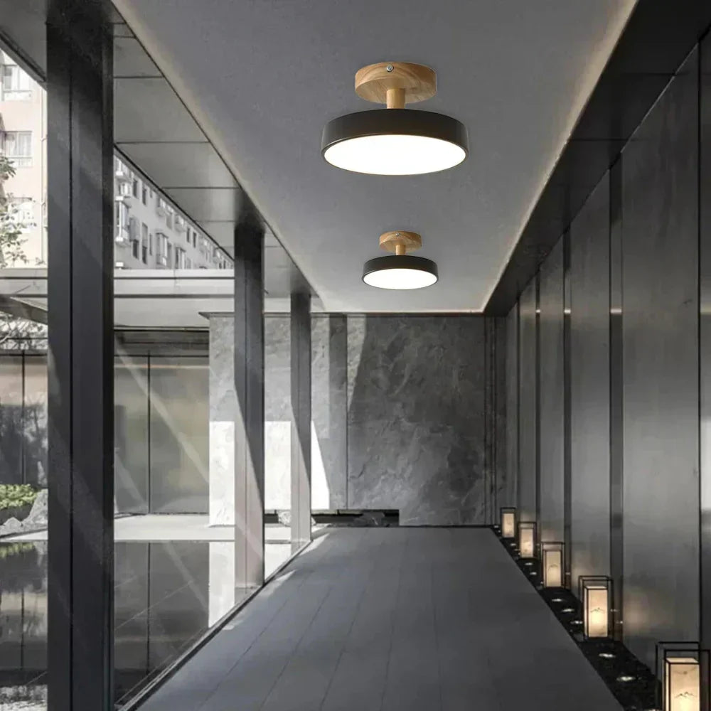 Lumera Lune LED Plafondlamp - Minimalistisch Design met Houten Accent