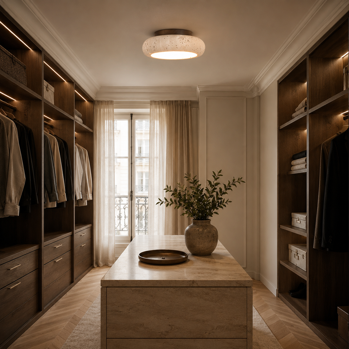 Lumera Lune Travertine Retro Plafondlamp - Natuursteen Verlichting