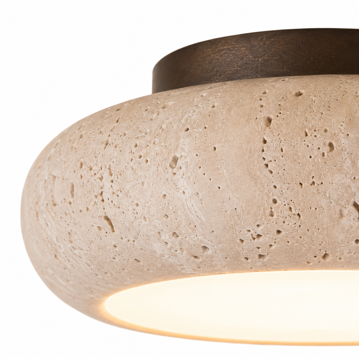 Lumera Lune Travertine Retro Plafondlamp - Natuursteen Verlichting
