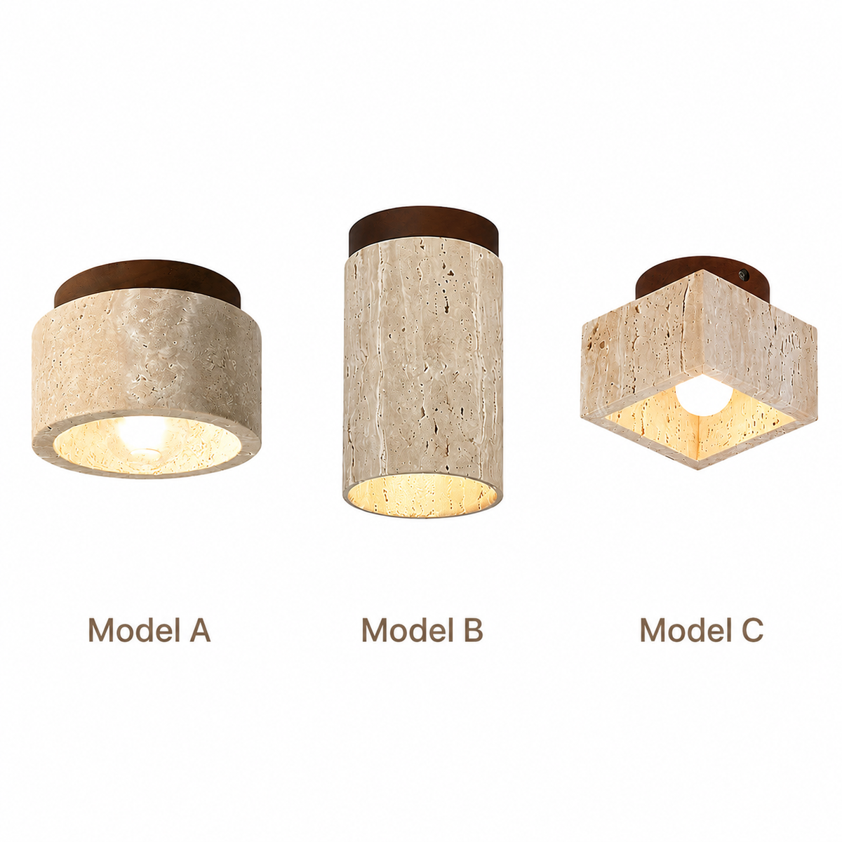 Lumera Lune Travertine Plafondlamp - Natuursteen Spotverlichting