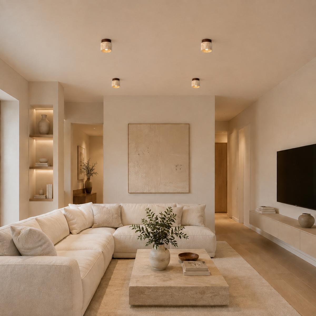 Lumera Lune Travertine Plafondlamp - Natuursteen Spotverlichting