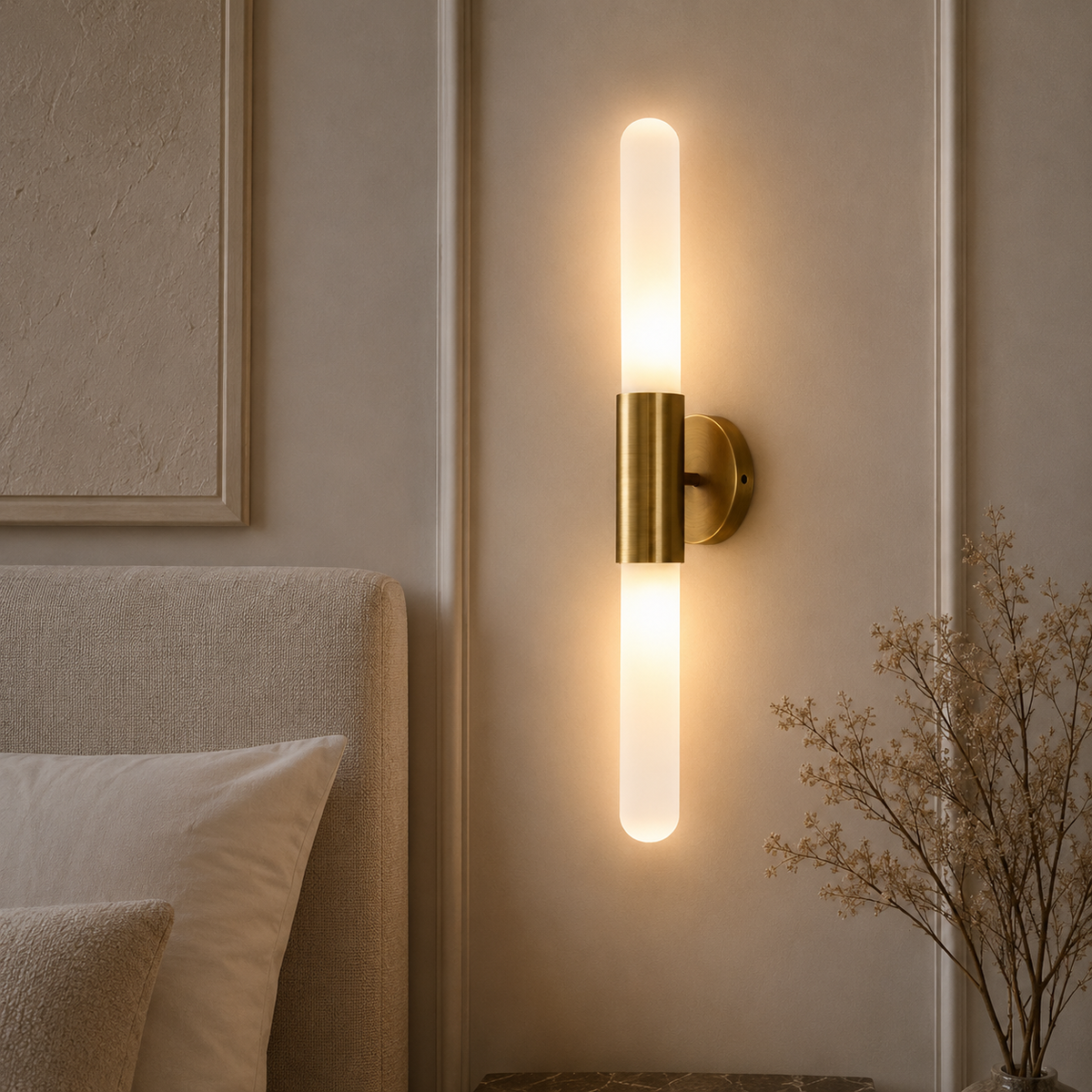 Lumera Lune Luxe Nordic Wandlamp - Geribbeld Glas & Metalen Houder