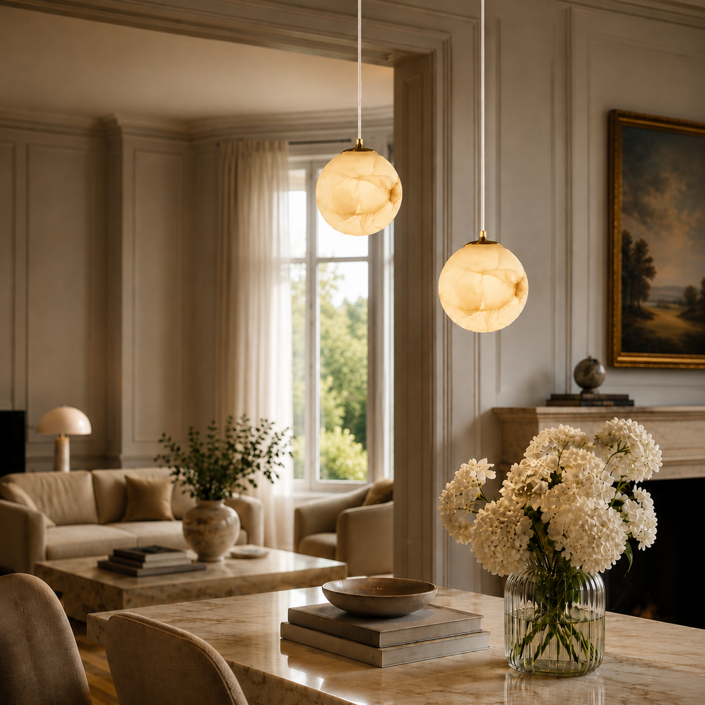 Lumera Lune Japandi Alabaster Hanglamp - Natuursteen Verlichting