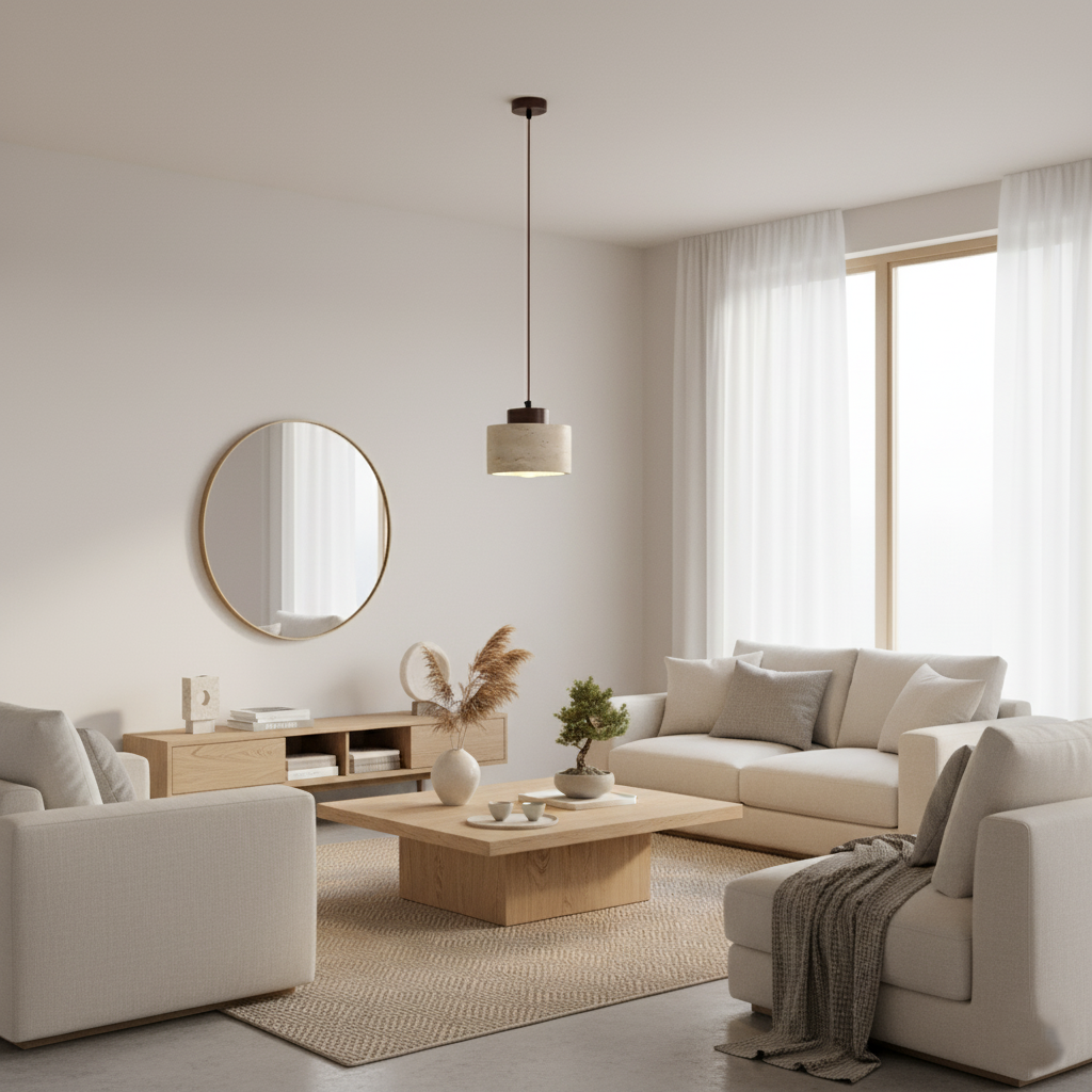 Lumera Lune Travertine Hanglamp - Minimalistisch Nordic Natuursteen