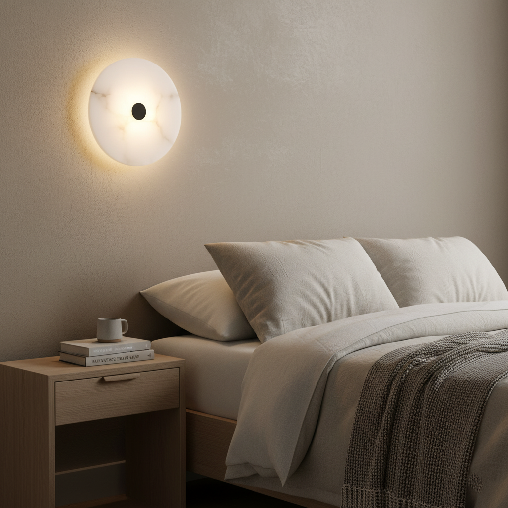 Lumera Lune Ronde Alabaster Wandlamp - Sfeerverlichting met Warm Diffuus Licht