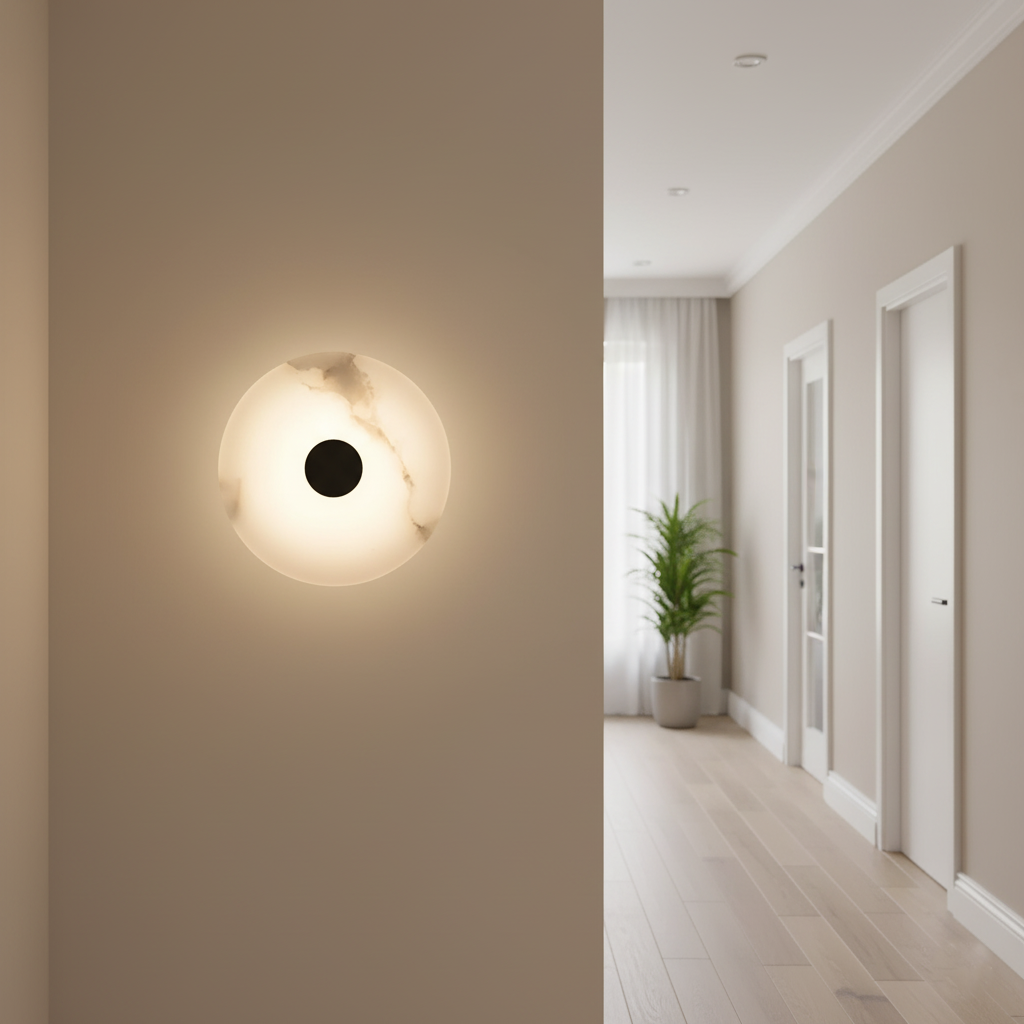 Lumera Lune Ronde Alabaster Wandlamp - Sfeerverlichting met Warm Diffuus Licht