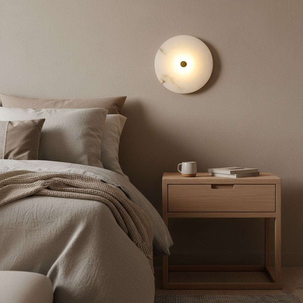 Lumera Lune Ronde Alabaster Wandlamp - Sfeerverlichting met Warm Diffuus Licht