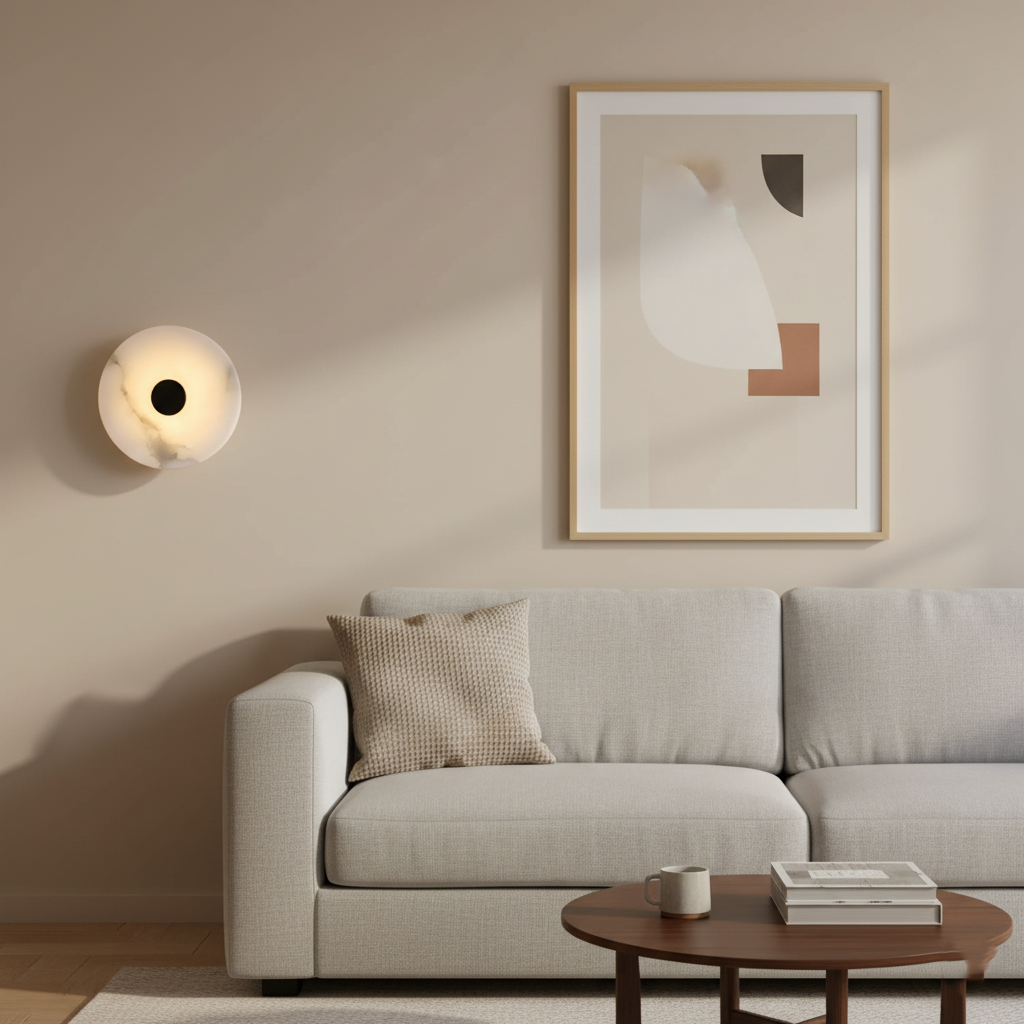 Lumera Lune Ronde Alabaster Wandlamp - Sfeerverlichting met Warm Diffuus Licht
