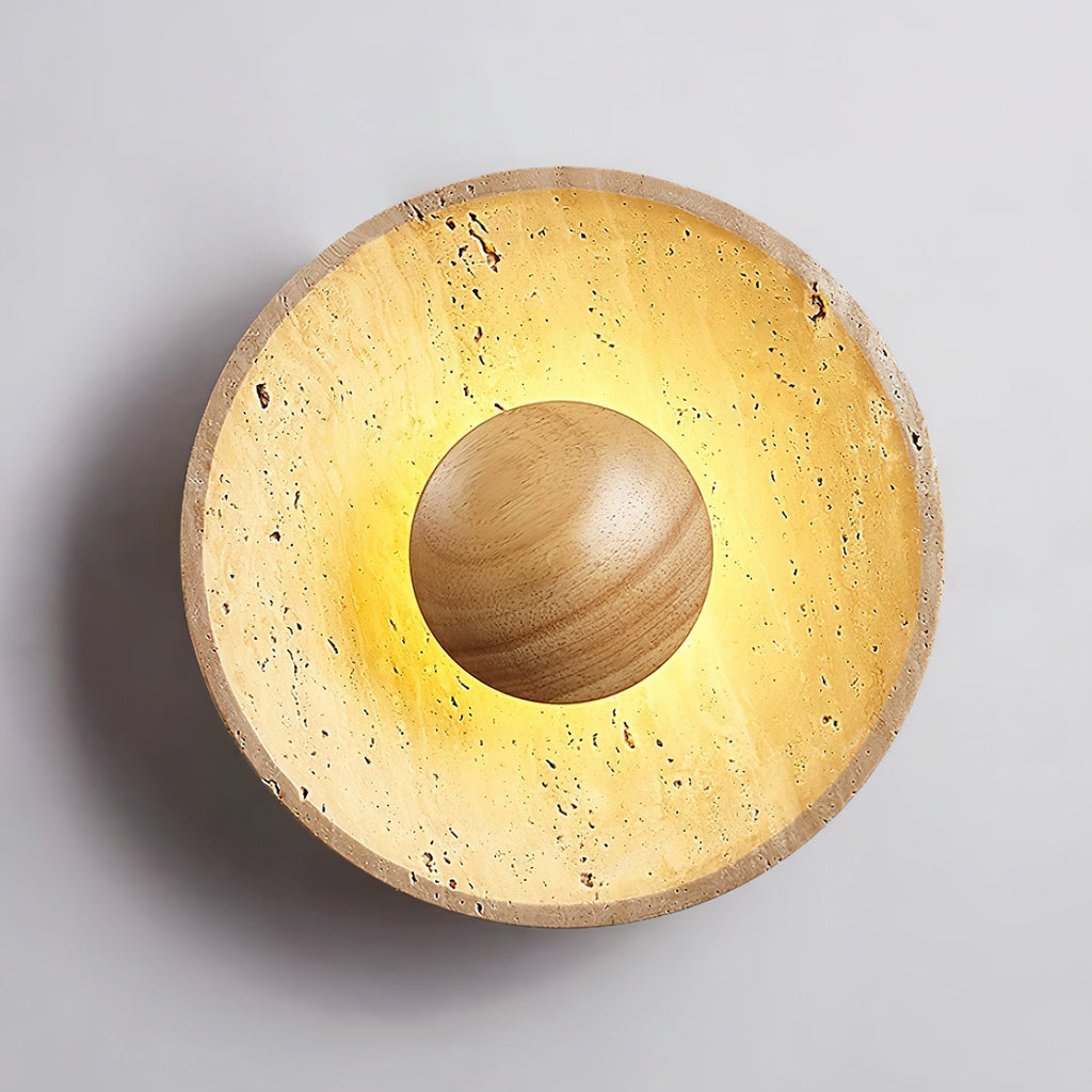 Lumera Lune Japandi Wabi-Sabi Wandlamp van Travertin - Sculpturaal Design