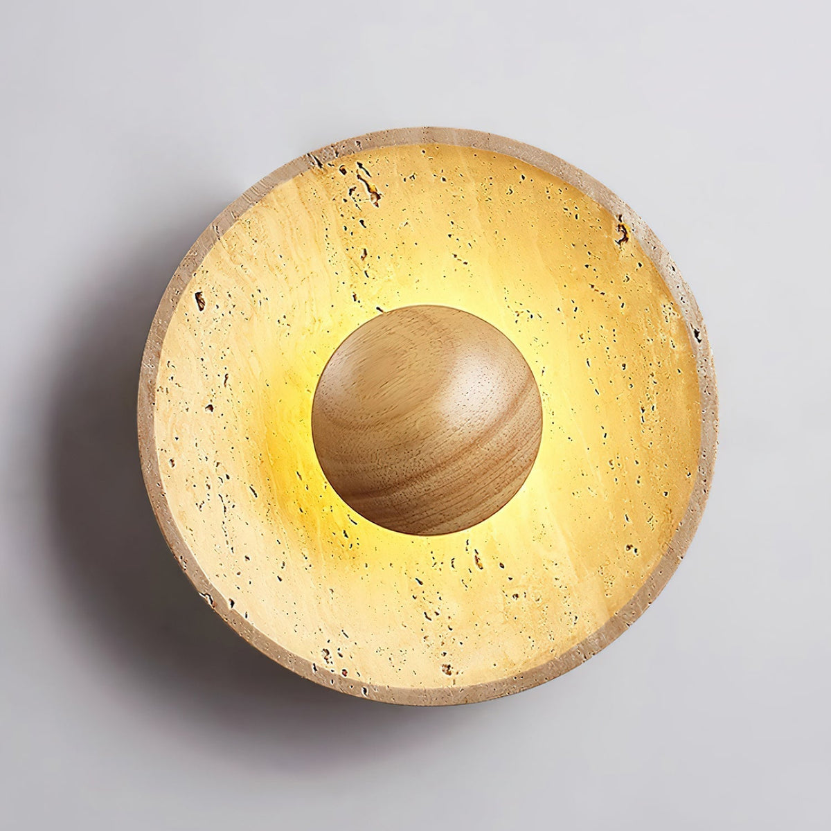 Lumera Lune Japandi Wabi-Sabi Wandlamp van Travertin - Sculpturaal Design