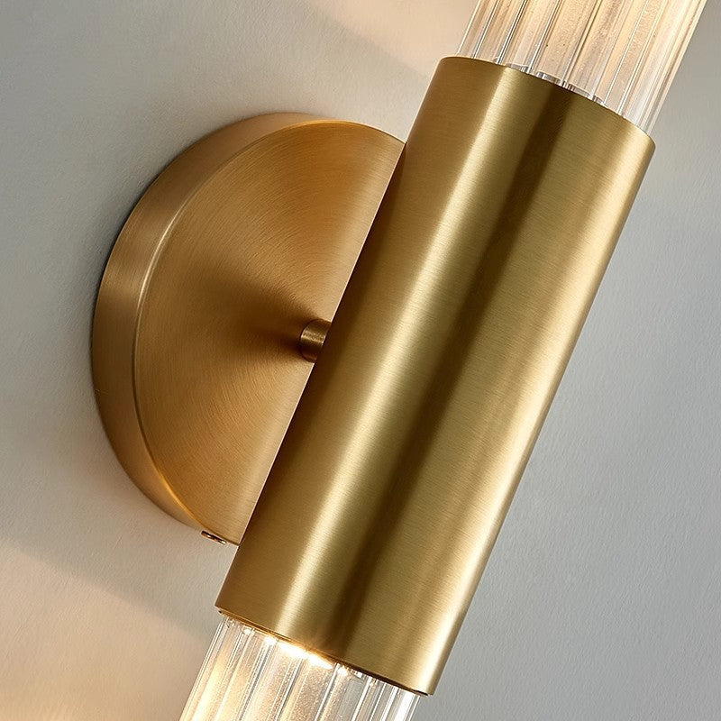 Lumera Lune Luxe Nordic Wandlamp - Geribbeld Glas & Metalen Houder