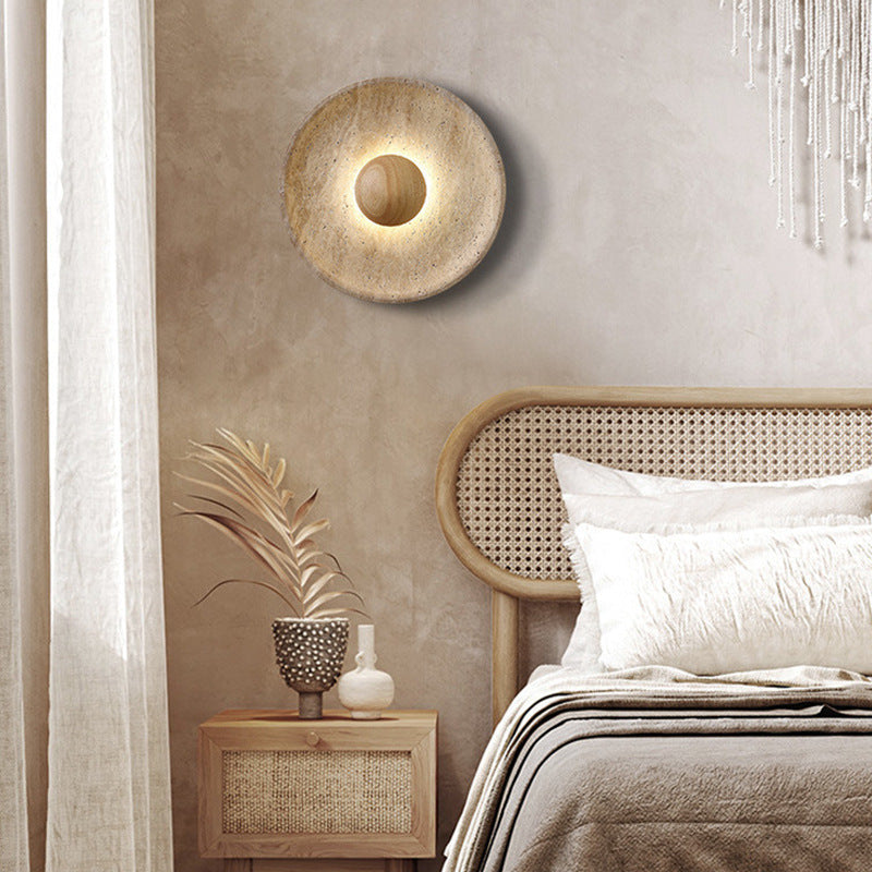 Lumera Lune Japandi Wabi-Sabi Wandlamp van Travertin - Sculpturaal Design